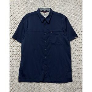 The North Face Hiking Shirt Mens Sz L Navy Blue Short Sleeve Button Up